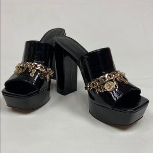 Karl Lagerfeld Haisley Mule black patent leather platform heels size 8.5